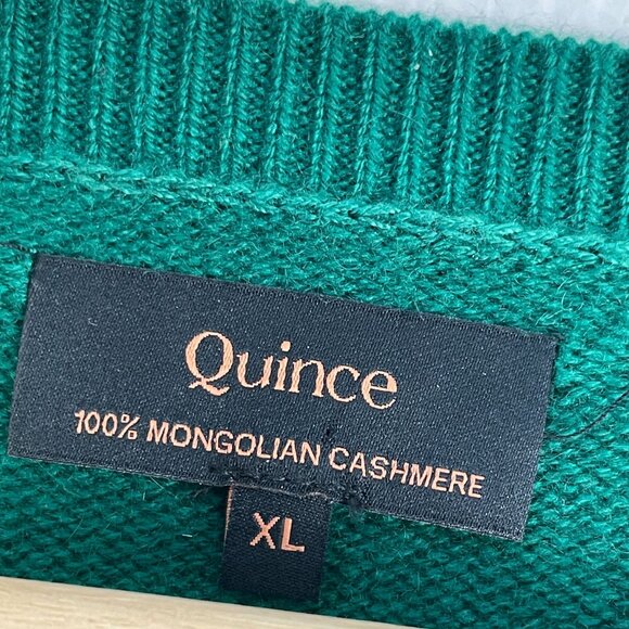 Quince Size XL 100% Mongolian Cashmere Green Holiday Knit Sweater Christmas - Picture 5 of 11